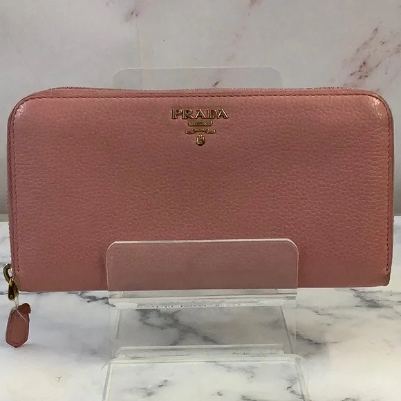 Pre-owned Prada Pink Leather Wallet
